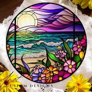 Beach 11.8" Glass Cutting Board